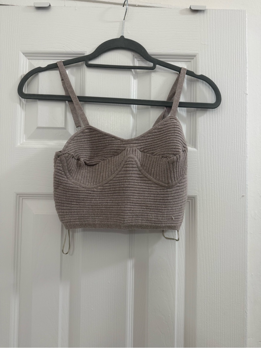 Aqua Ribbed Bustier Camisole - Taupe